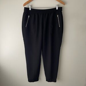 J Crew Turner Jogger Pant Trouser Dress Pants Black Zippered Pockets Pull On